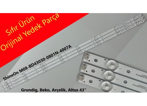 ARÇELİK, A43L 6945 5B, Led bar, ShineOn M08-BD43030-0801N-4007A, Tv Panel ledleri ARÇELİK, A43L 6945 5B, Led bar, ShineOn M08-BD43030-0801N-4007A, Tv Panel ledleri